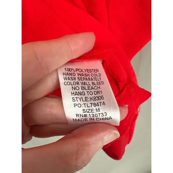 Umgee Top Womens Medium Red Flowy Oversized V Neck Comfortable Capsule - Picture 4 of 7